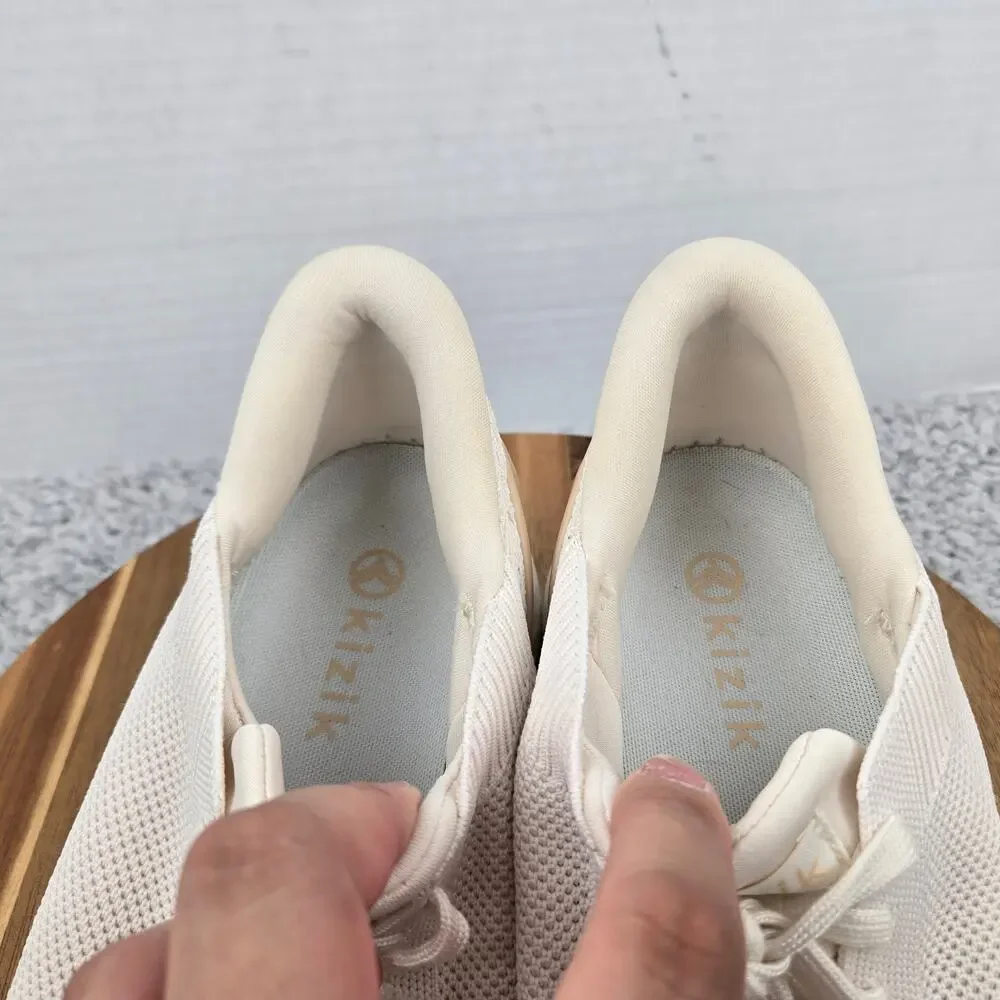 Kizik Womens 9 Athens White Creme Knit Slip On Hands-Free Casual Daily Sneaker